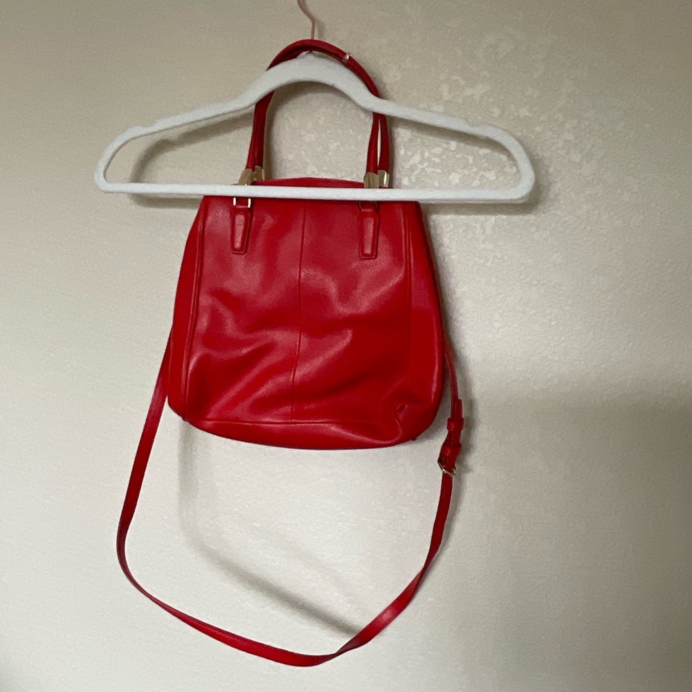 Bright red Coach medium size crossbody satchel